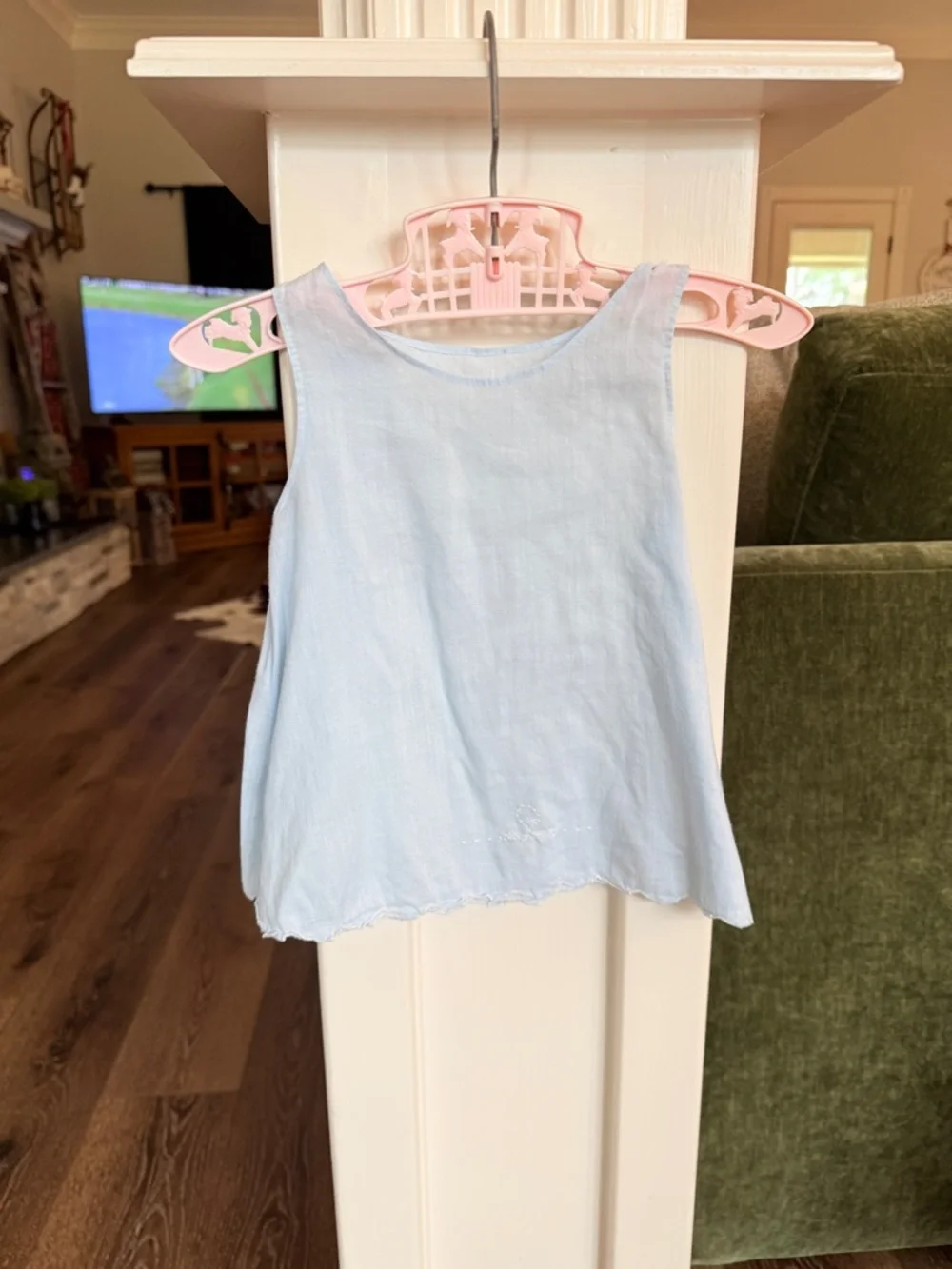 Vintage Bonnie Maid Dallas TX Baby Dress Set – White & Pale Blue 3‑Piece Outfit